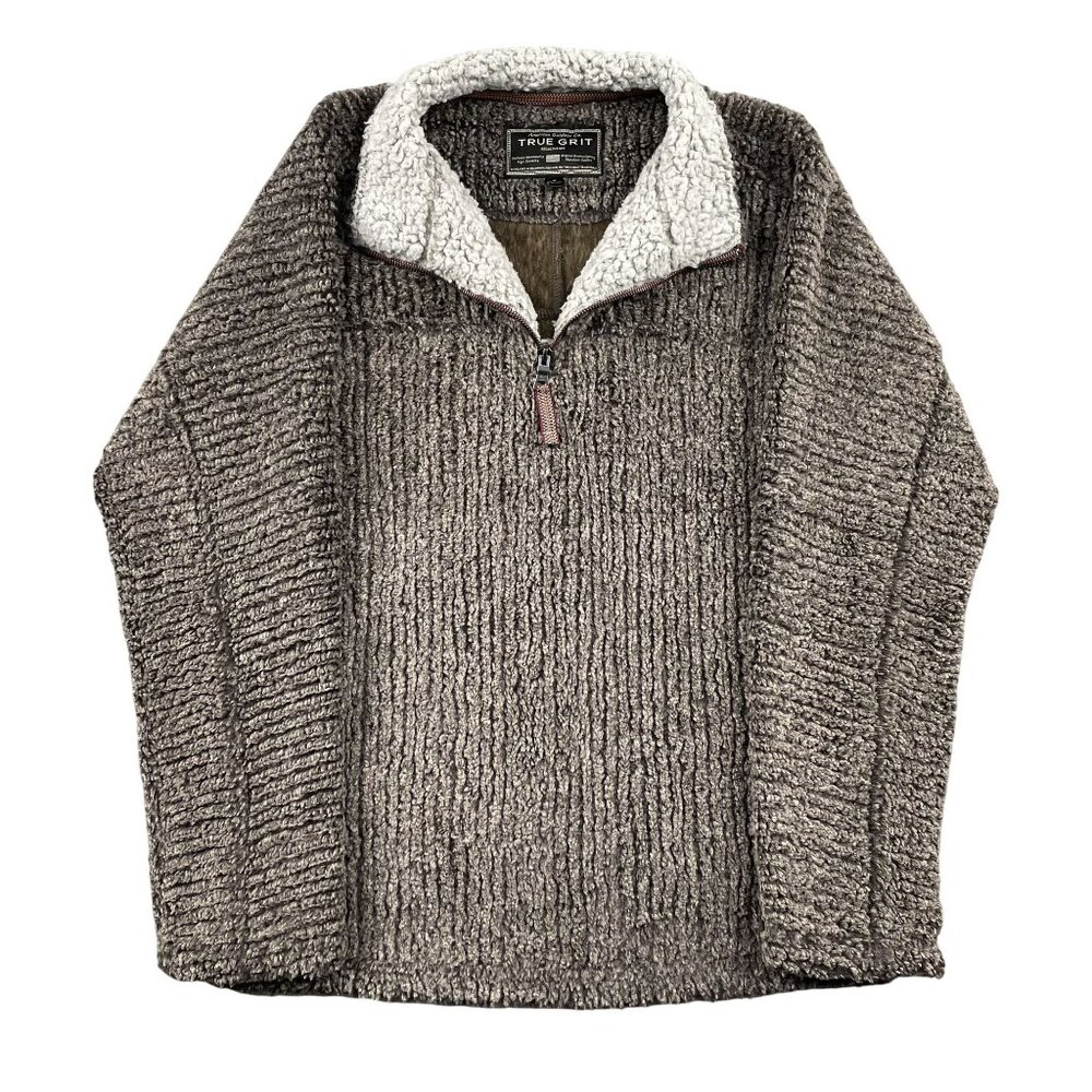 True Grit Frosty Cord Pile 1/4 Zip Pullover Mens Medium